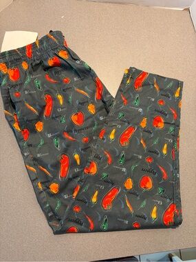 Chef Works Men's  Red & Green Pepper Print baggy kitchen pants Restaurant 3XL